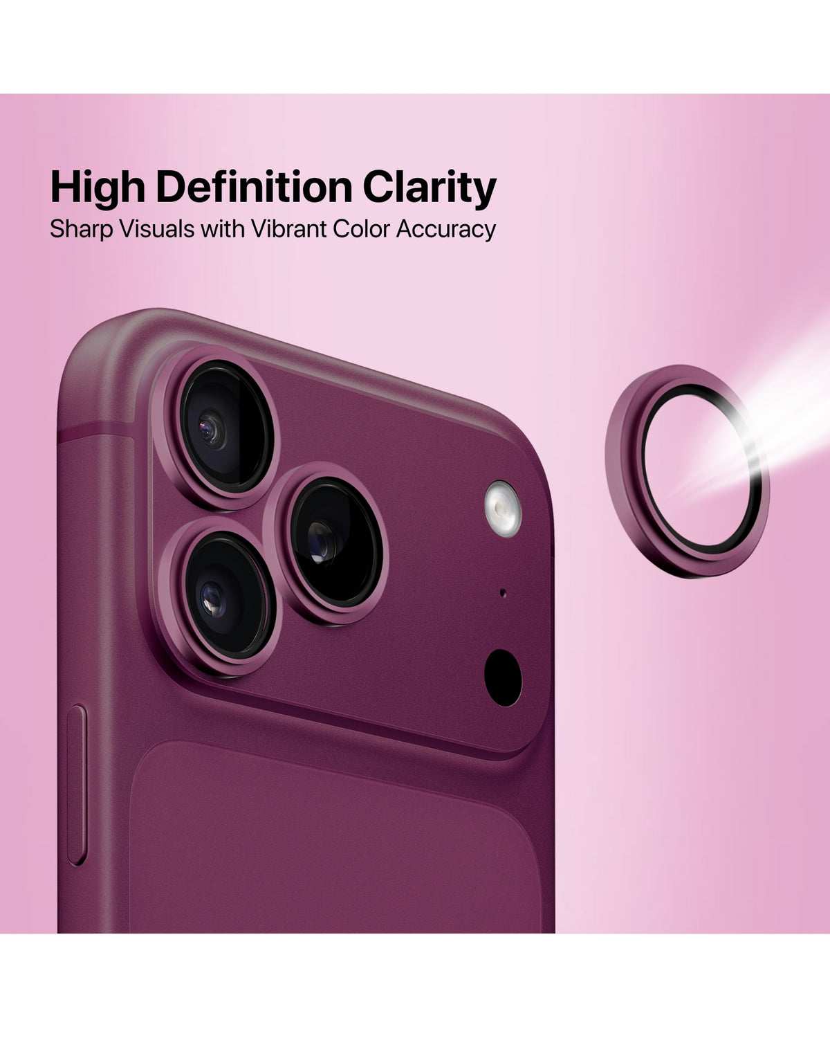 infyty GLINT Lens Protector for iPhone 18 Pro / 18 Pro Max - Burgundy