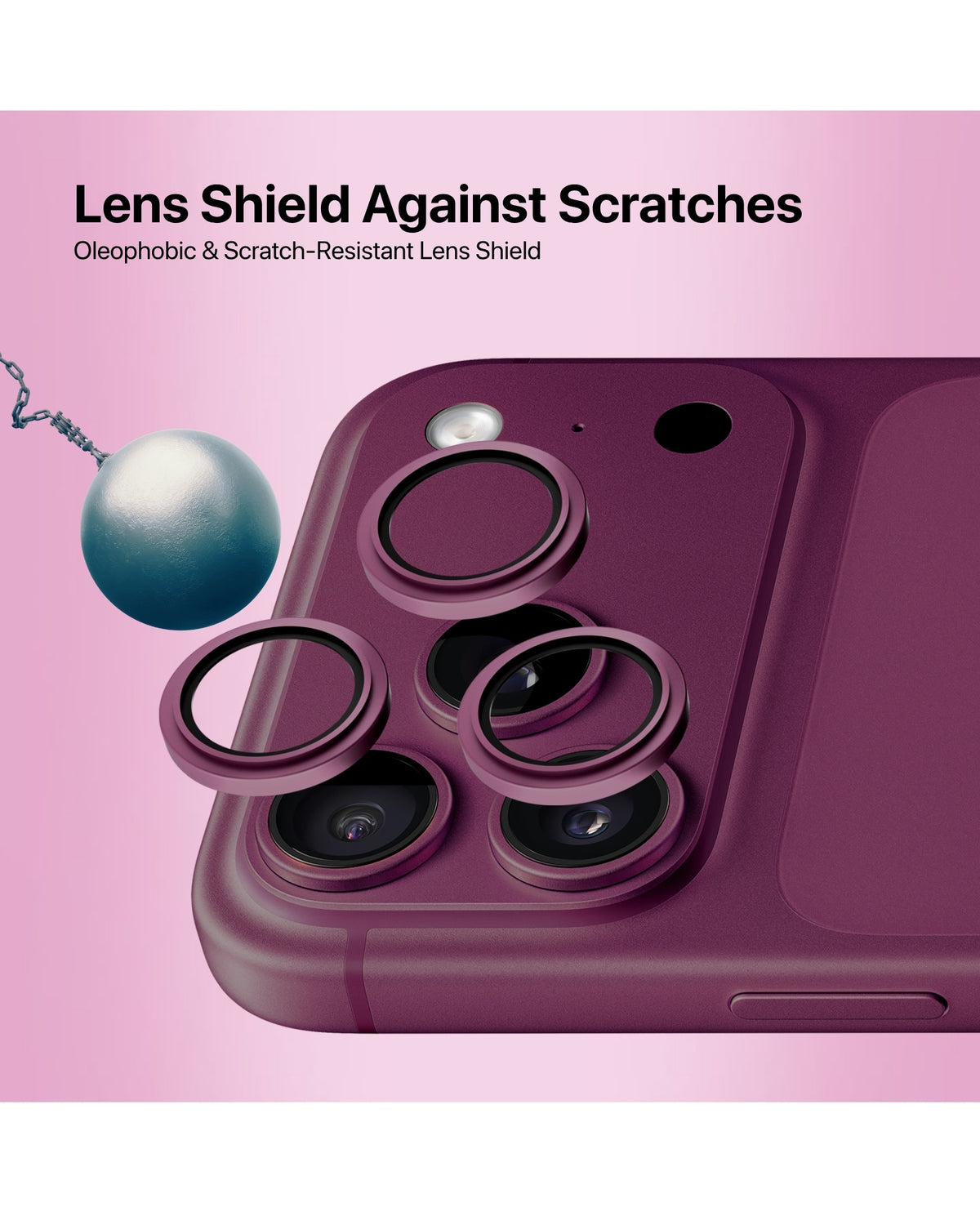 infyty GLINT Lens Protector for iPhone 18 Pro / 18 Pro Max - Burgundy