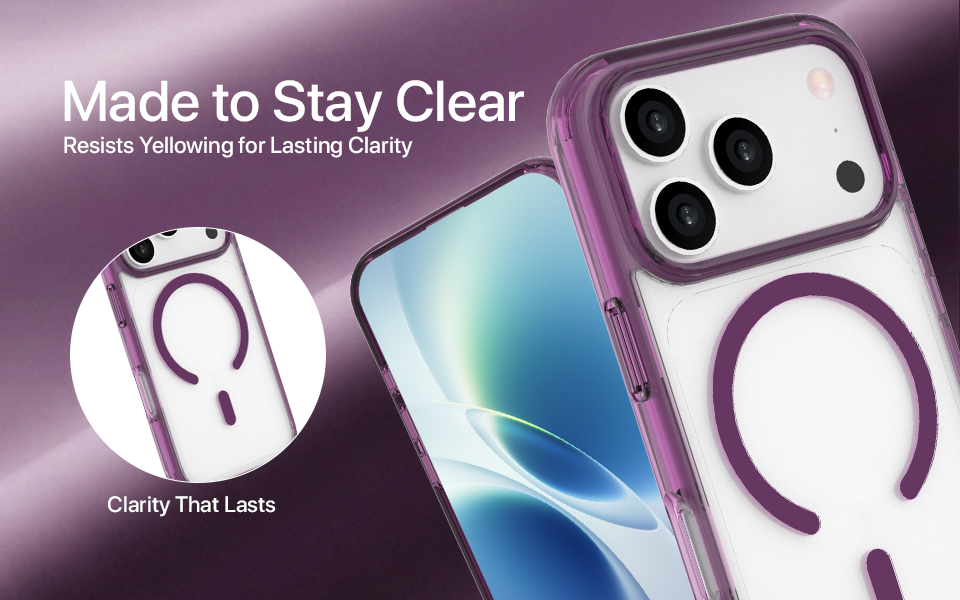 infyty GLOVIO Clear Case with Colored Edges for iPhone 18 Pro - Burgundy