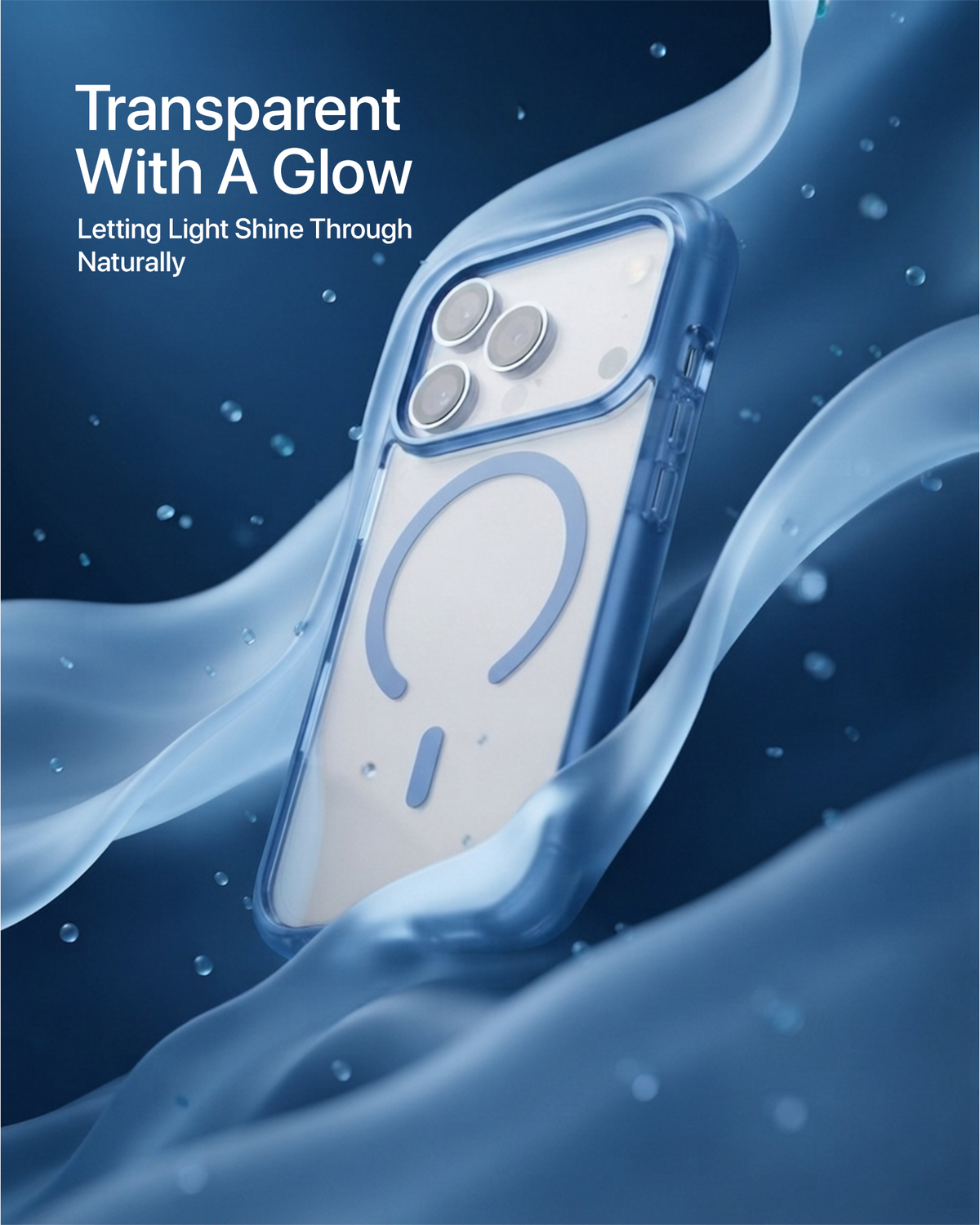 infyty GLOVIO Clear Case with Colored Edges for iPhone 18 Pro - Light Blue