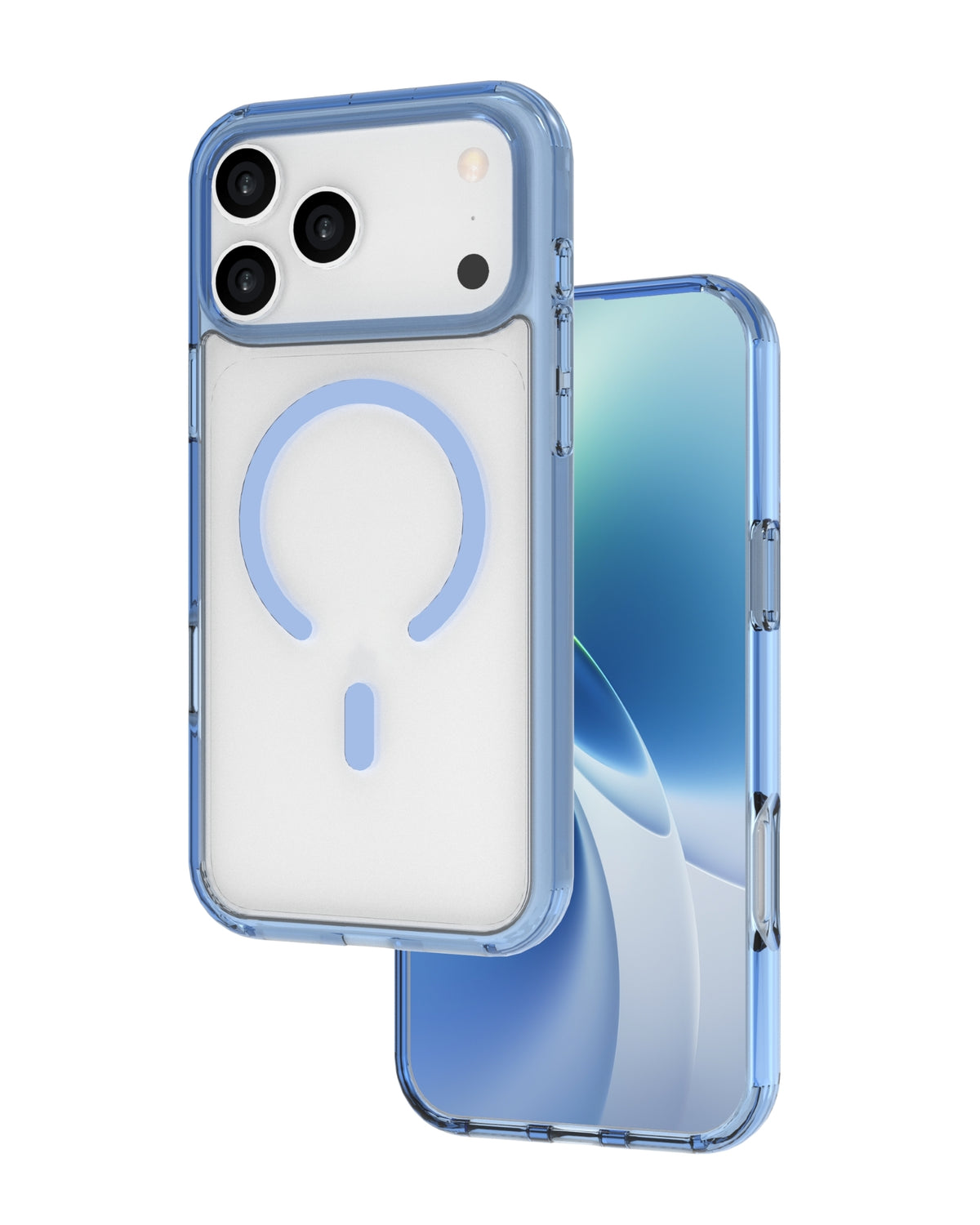 infyty GLOVIO Clear Case with Colored Edges for iPhone 18 Pro Max - Light Blue