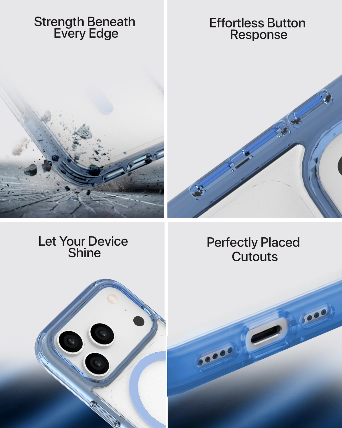 infyty GLOVIO Clear Case with Colored Edges for iPhone 18 Pro Max - Light Blue