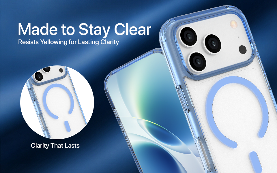 infyty GLOVIO Clear Case with Colored Edges for iPhone 18 Pro Max - Light Blue