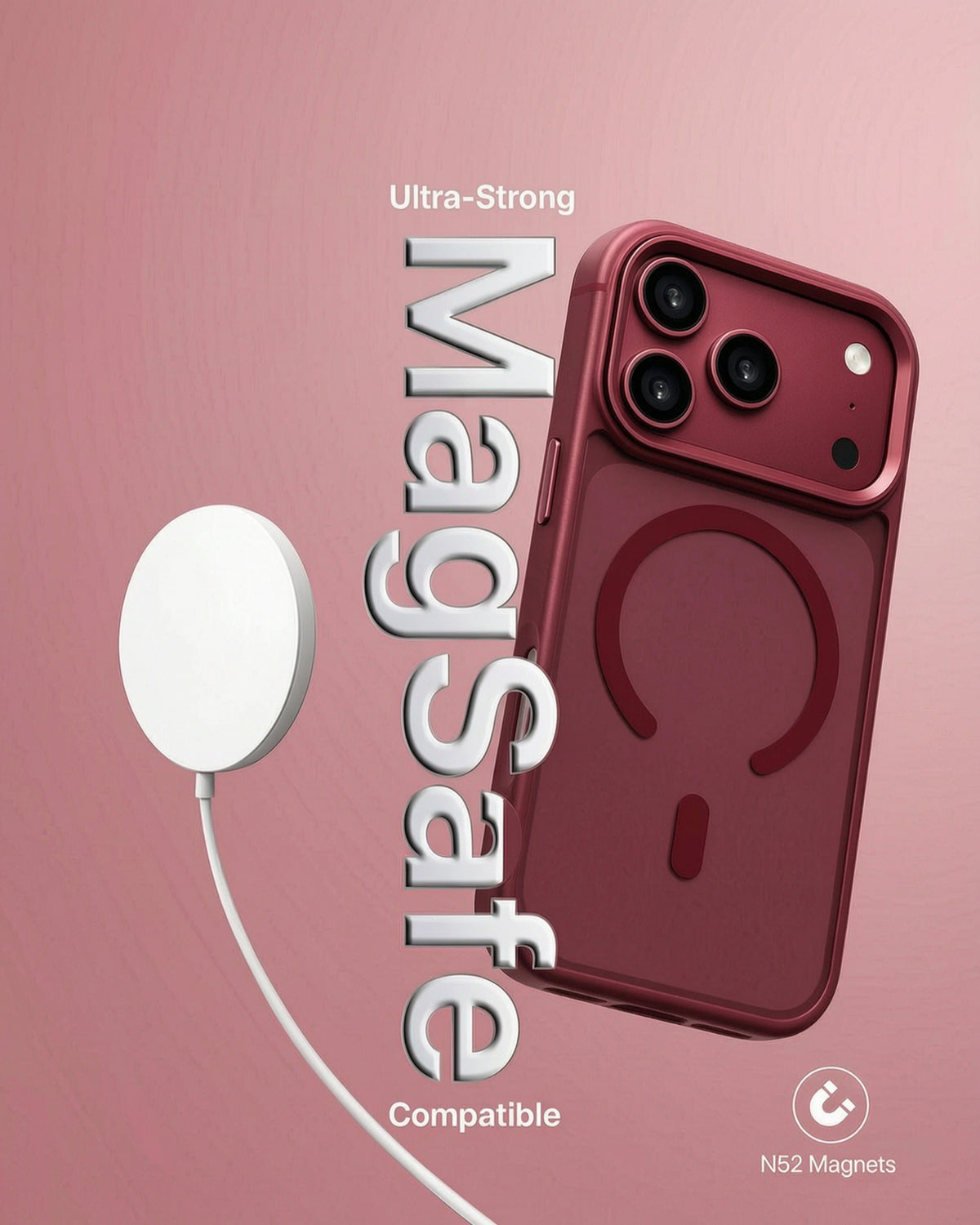 infyty MODO Frosted Soft Touch Case with Metallic Accents for iPhone 18 Pro - Burgundy