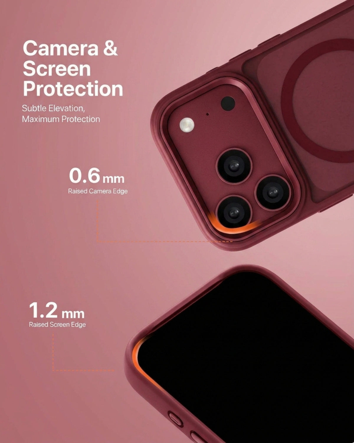 infyty MODO Frosted Soft Touch Case with Metallic Accents for iPhone 18 Pro Max - Burgundy