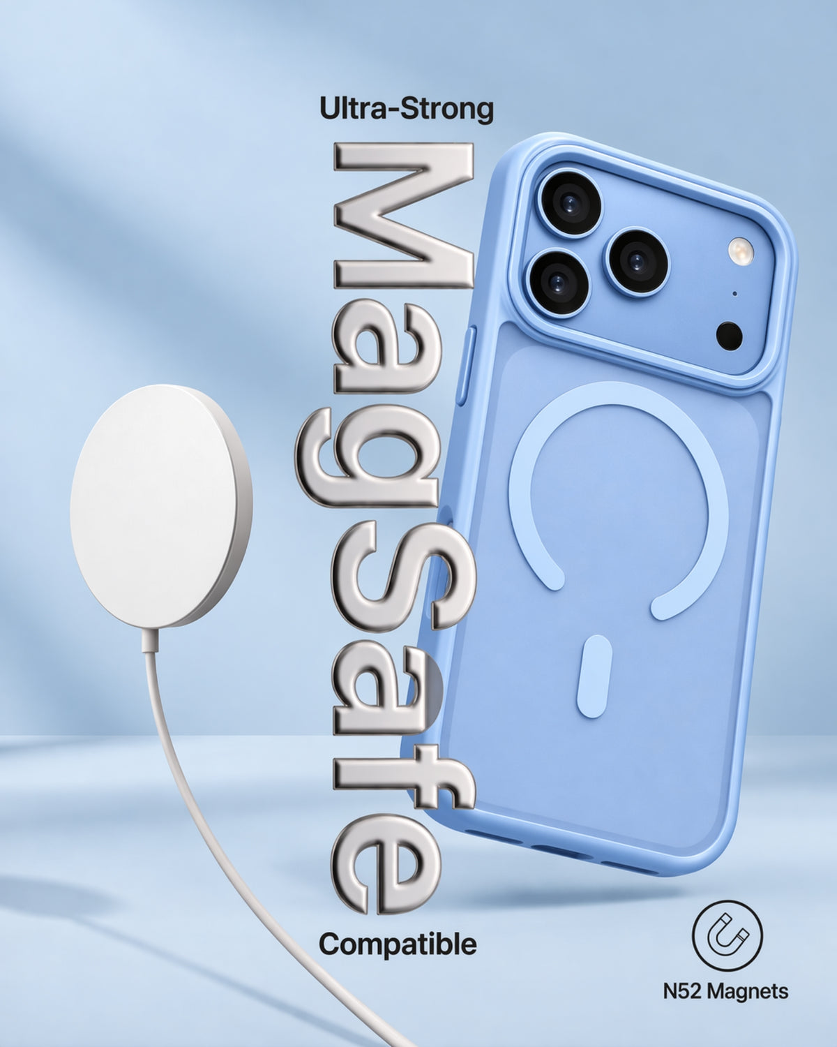 infyty MODO Frosted Soft Touch Case with Metallic Accents for iPhone 18 Pro Max - Light Blue