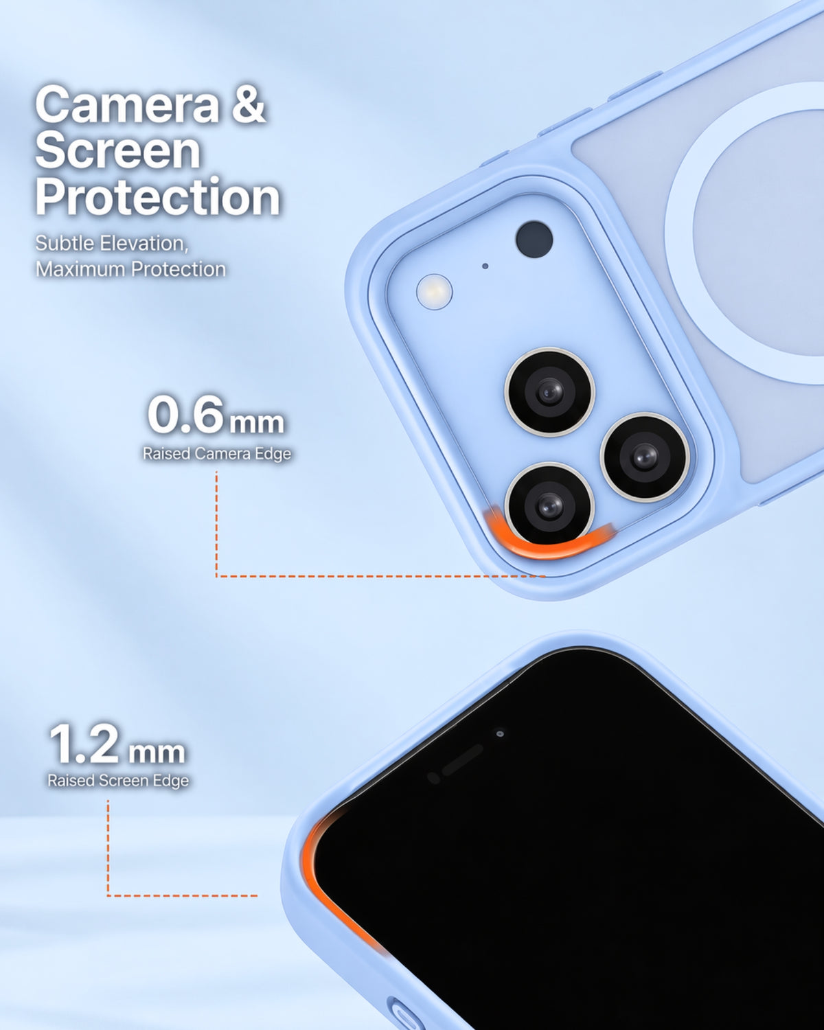 infyty MODO Frosted Soft Touch Case with Metallic Accents for iPhone 18 Pro Max - Light Blue