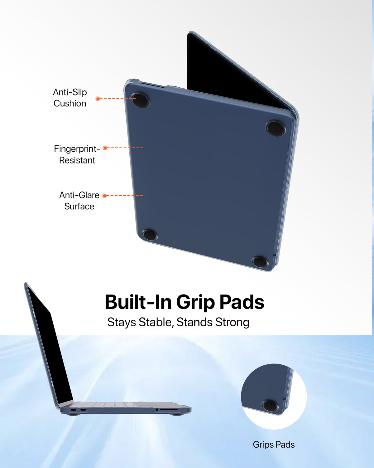 infyty NEONIX Rigid Frosted Shell Case for MacBook Neo - Deep Navy