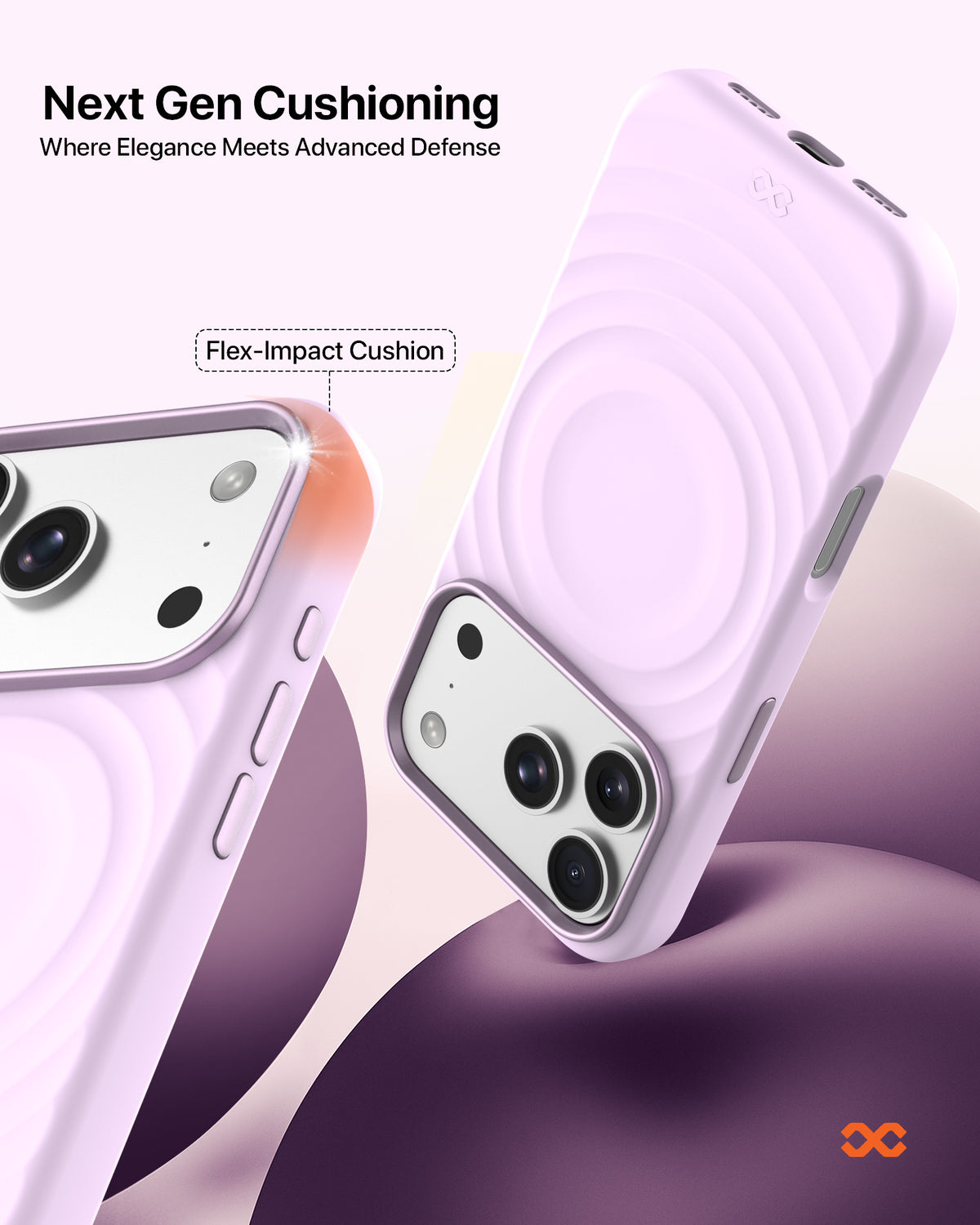 infyty QUIVERX Soft Silicone Ripple Case with Metallic Accents for iPhone 18 Pro Max - Lavender