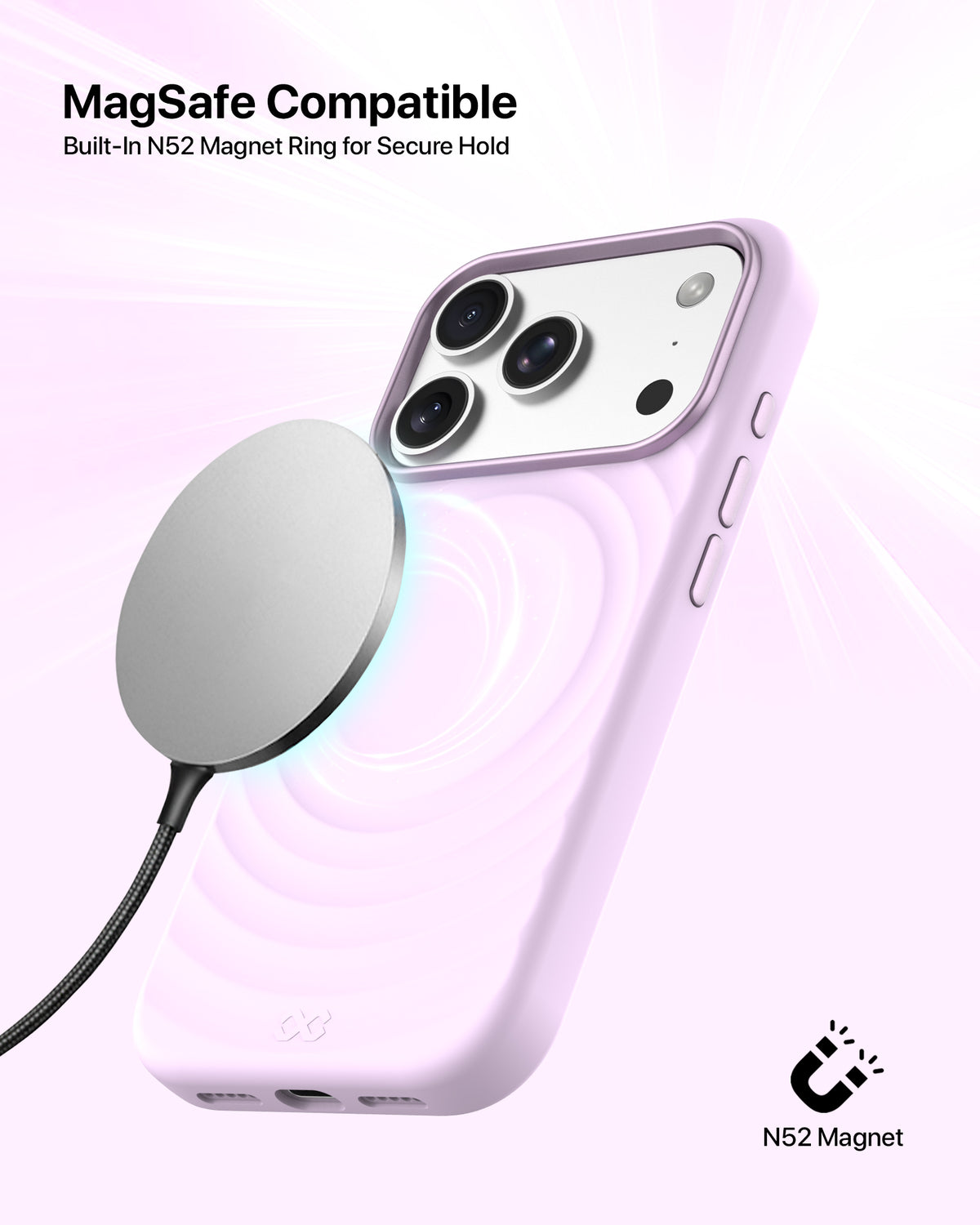 infyty QUIVERX Soft Silicone Ripple Case with Metallic Accents for iPhone 18 Pro Max - Lavender