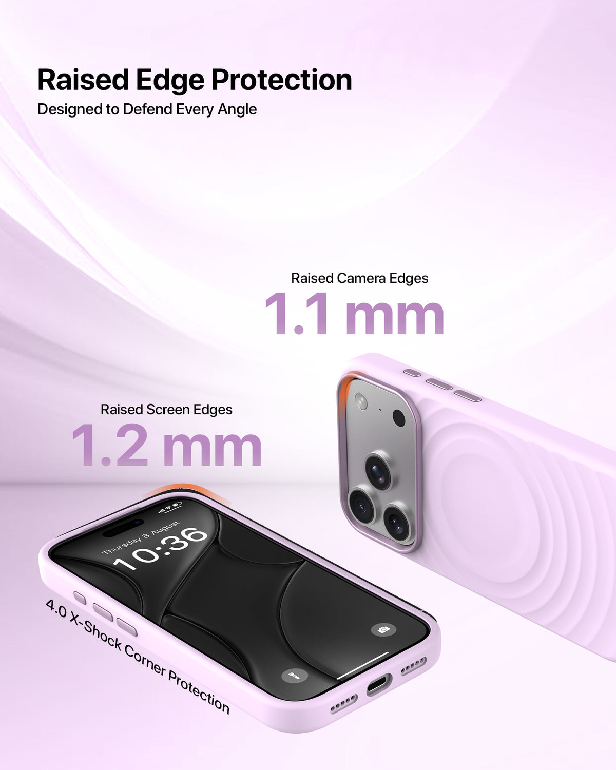infyty QUIVERX Soft Silicone Ripple Case with Metallic Accents for iPhone 18 Pro Max - Lavender
