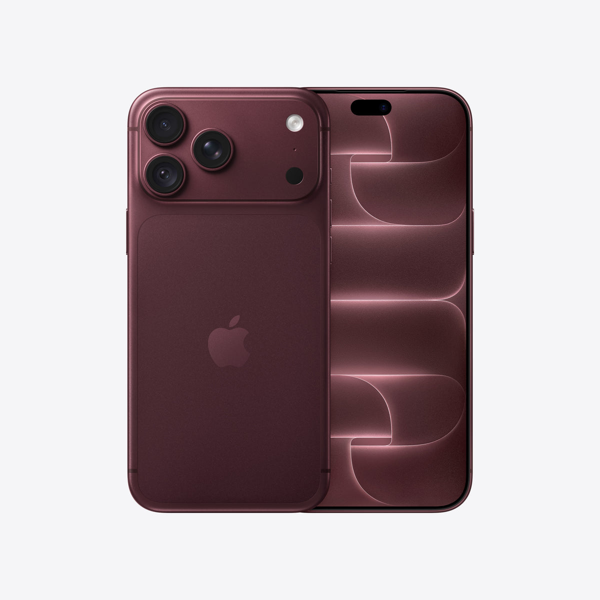 Front and back view display of the iPhone 18 Pro Max 256GB Burgundy available at Tradeline.