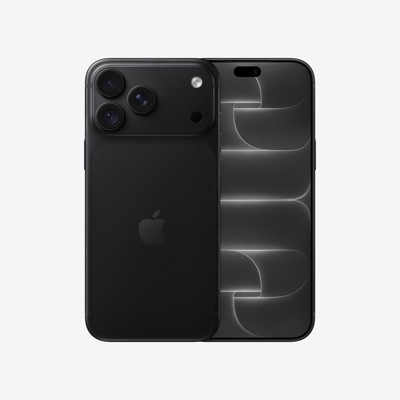Front and back view display of the iPhone 18 Pro Max 2TB Black available at Tradeline.