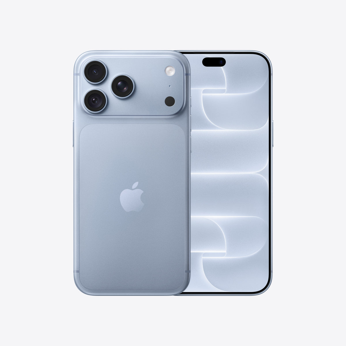 Front and back view display of the iPhone 18 Pro Max 2TB Glacier available at Tradeline.