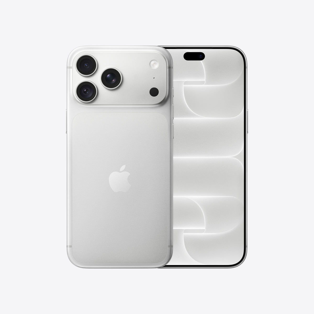 Front and back view display of the iPhone 18 Pro Max 2TB Silver available at Tradeline.