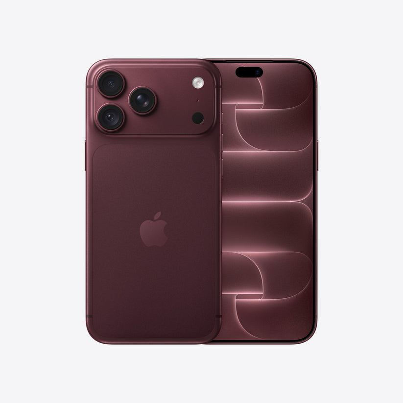 Front and back view display of the iPhone 18 Pro Max 512GB Burgundy available at Tradeline.