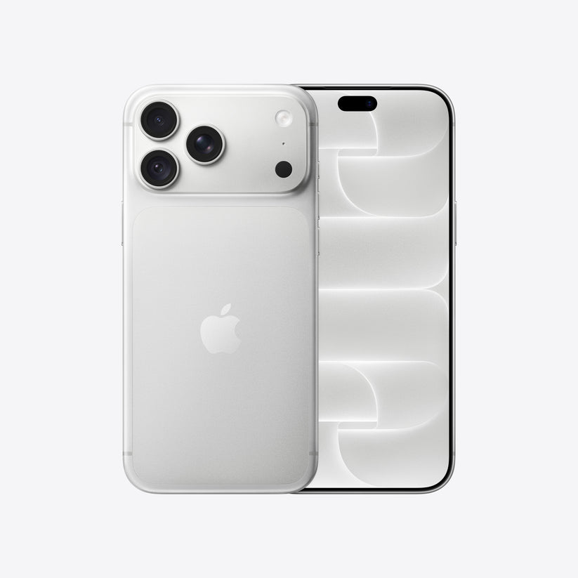 Front and back view display of the iPhone 18 Pro Max 512GB Silver available at Tradeline.
