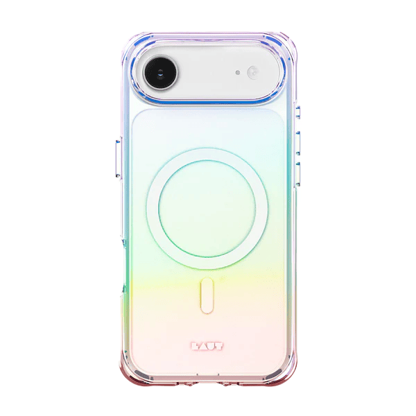 Rear view of the shimmering Laut AERO HOLO case for iPhone Air in Holo Pearl available at Tradeline.