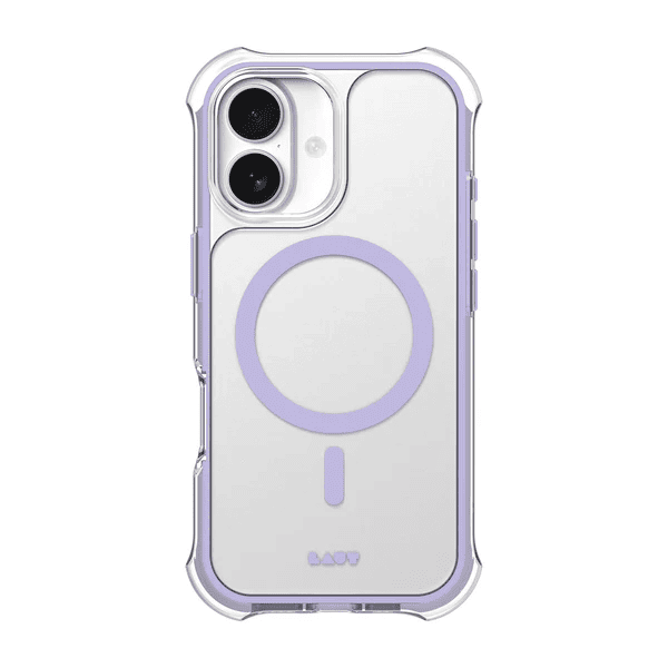 Rear view showcasing the soft pastel aesthetic of the Laut AERO PROTECT case for iPhone 17 in Light Purple at Tradeline.