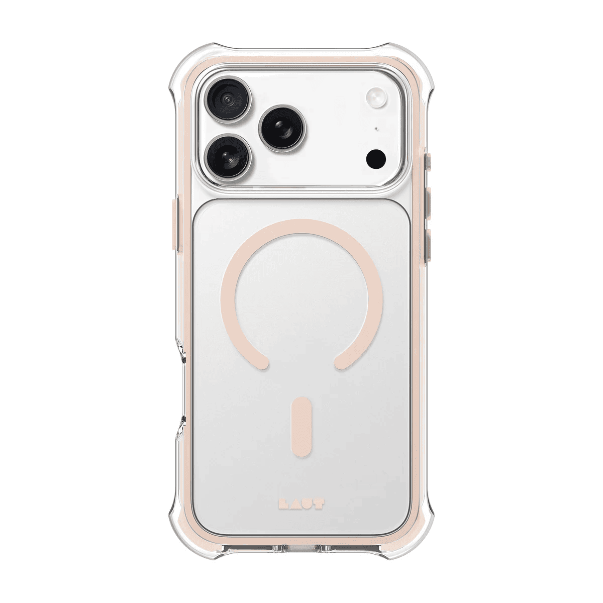 Rear view of the daily defense Laut AERO PROTECT hybrid case for iPhone 17 Pro in Sadle Brown at Tradeline.