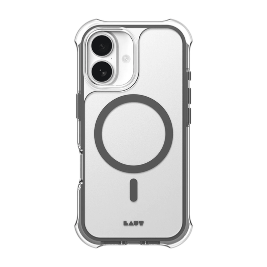 Rear view of the rigid back panel design on the Laut AERO PROTECT case for iPhone 17 in Shadow Grey at Tradeline.