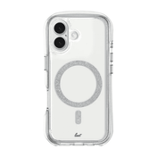 Rear view of the anti-yellowing Laut AERO SPARKLE case for iPhone 16 in Crystal Silver available at Tradeline.