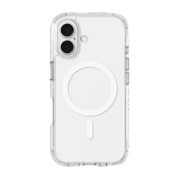 Rear view of the transparent Laut CRYSTAL MATTER X case for iPhone 16 in Crystal clear option available at Tradeline.