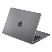 Quarterly open view of the transparent LAUT CRYSTAL-X hardshell case for MacBook Pro 16-inch 2023/2021 in Crystal available at Tradeline.