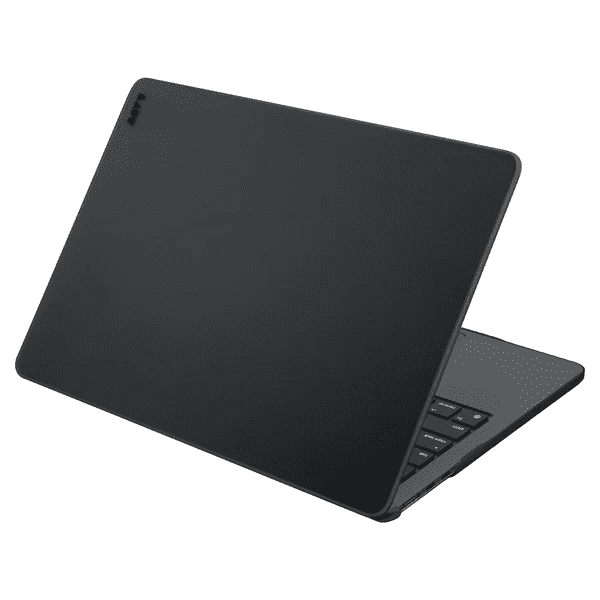 Quarterly open view of the ultra-thin LAUT HUEX tinted laptop shell for MacBook Air 15-inch 2023 in Frost Black from Tradeline Egypt.