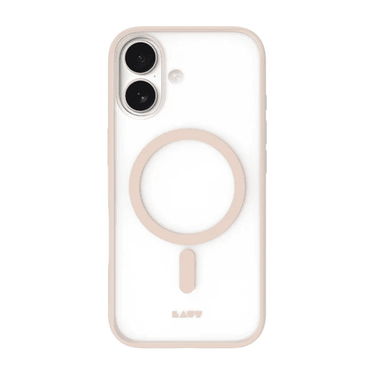 Front view of the premium Laut HUEX PROTECT case for iPhone 17 in elegant Beige Gold at Tradeline.