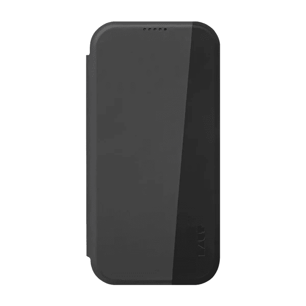 Rear view showcasing the everyday impact protection of the Laut MagFolio case for iPhone 17 in Black at Tradeline.