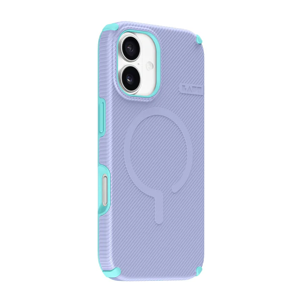 Back side profile view illustrating the soft touch outer ring of the Laut SHIELD FLUX iPhone 17 Sky Mist shell from Tradeline Egypt.