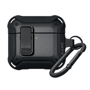 Closed front view of the rugged LAUT ZENTRY case for AirPods 4 in Black finish available at Tradeline.