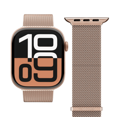 سوار فونماهلين ميلانيز لوب 2 لساعة أبل مقاس 40 / 41 / 42 ملم — ذهبي وردي (Vonmahlen Milanese Loop 2 for Apple Watch 40 | 41 | 42mm - Rose Gold)