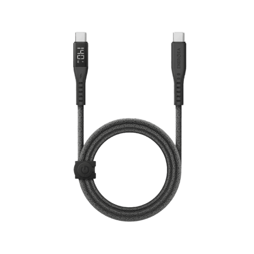 كابل ENERGEA Flow من USB-C إلى USB-C بقدرة 240 واط مع شاشة بطول 1.5 متر - أسود