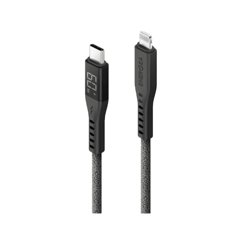 ENERGEA Flow Lightning to USB-C Cable With Display 1.5M - BLACK